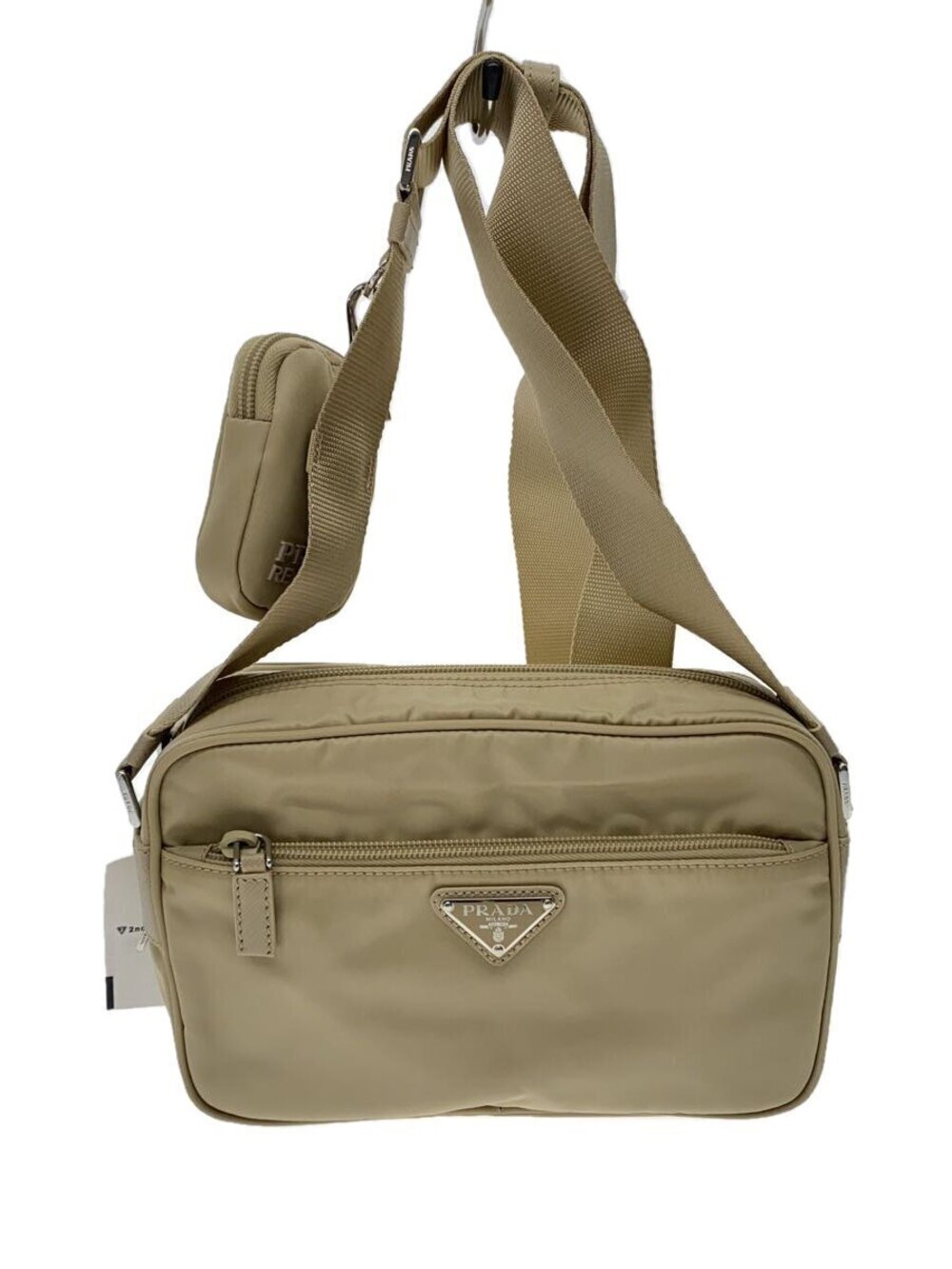 Prada Messenger Crossbody Bag camel brown triangle logo